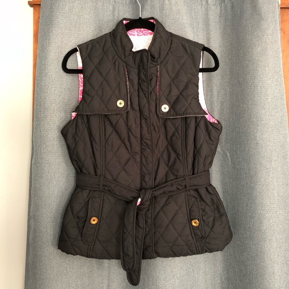 Lilly Pulitzer Jackets & Blazers - Lily Pulitzer Reverse Vest - Size ? - Black/Pink